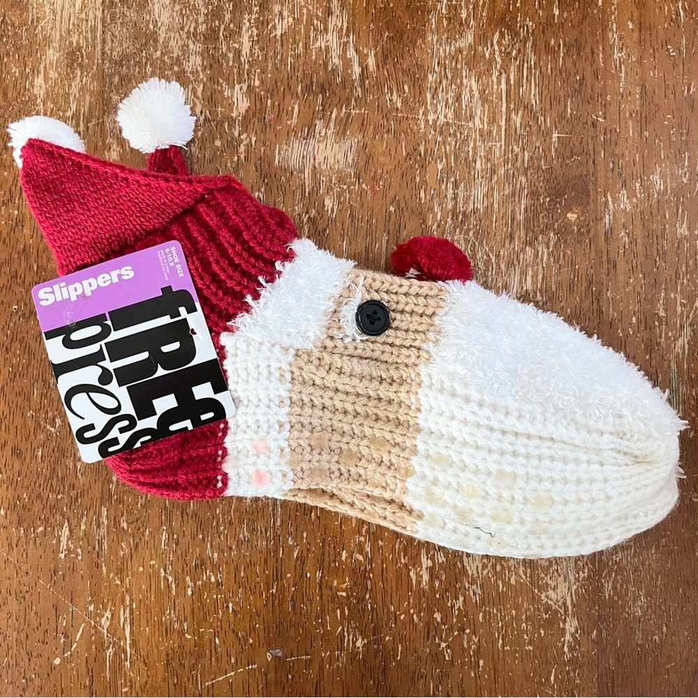 NWT Santa Slippers | Knit Christmas Holiday Non-Slip Socks | Shoe Size 6-10.5